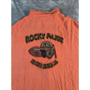 Rocky Patel Silk Hawaiian Shirt Mens 3XL Salmon Gridiron‎ Gang Embroidered